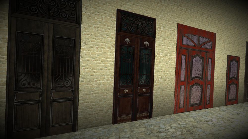 Doors 1 set of for sims Low-poly 3D model_8