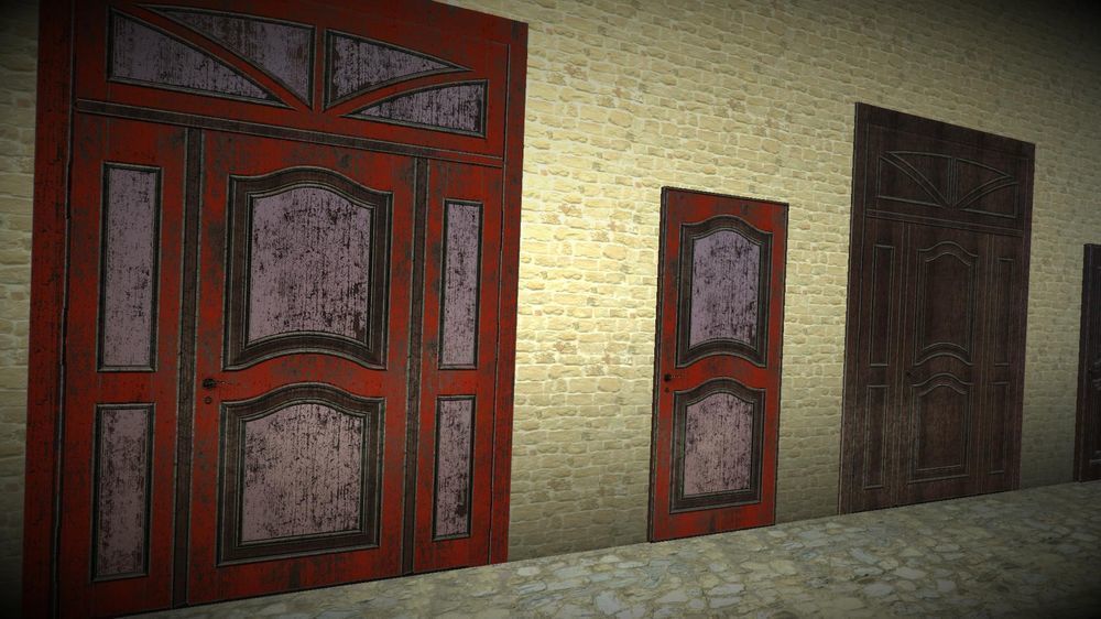 Doors 1 set of for sims Low-poly 3D model_7