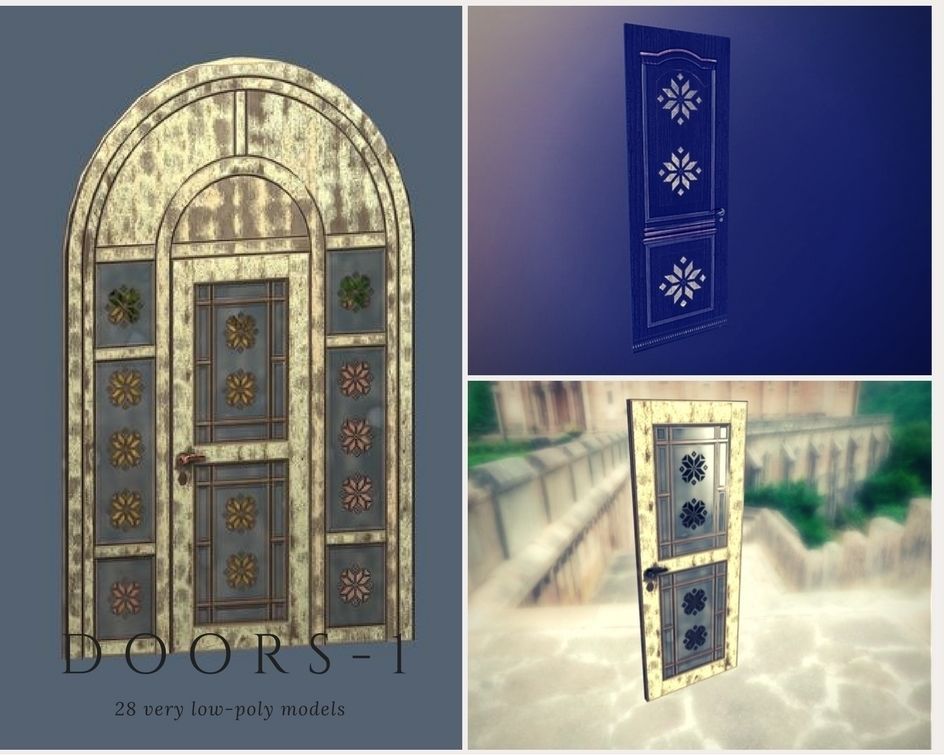 Doors 1 set of for sims Low-poly 3D model_10