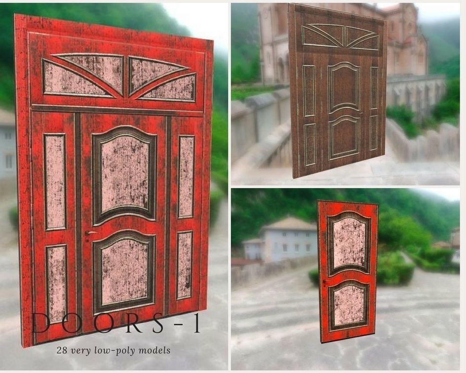 Doors 1 set of for sims Low-poly 3D model_16