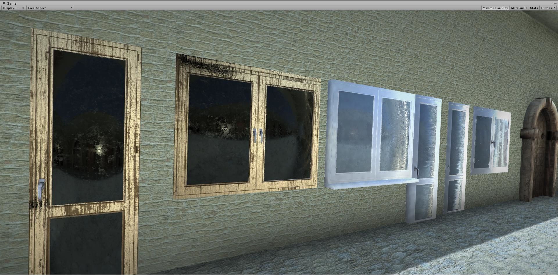 Doors 2 different and windows for sims Low-poly 3D model_6