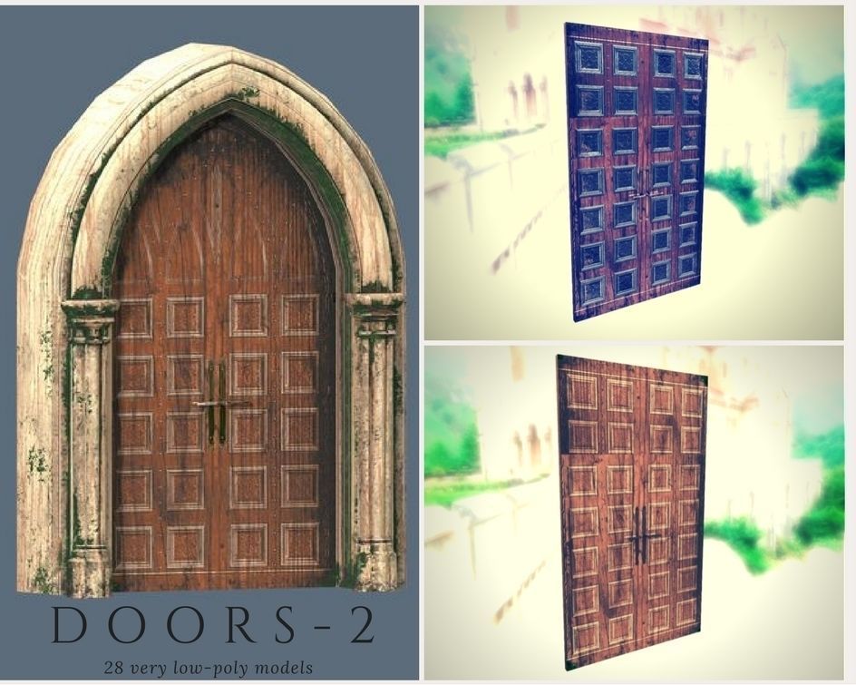Doors 2 different and windows for sims Low-poly 3D model_12