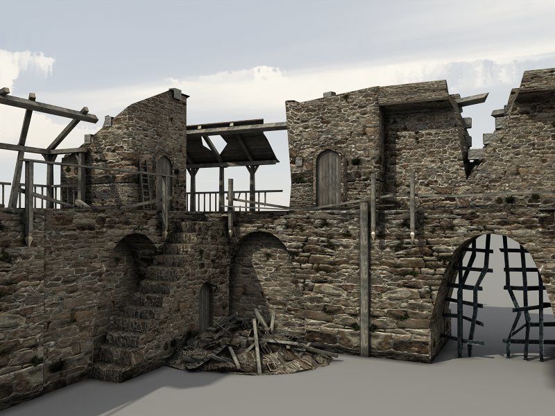 Castle Ruins Low-poly 3D model_3