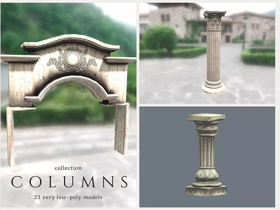 Columns Pack Low-poly 3D model_0