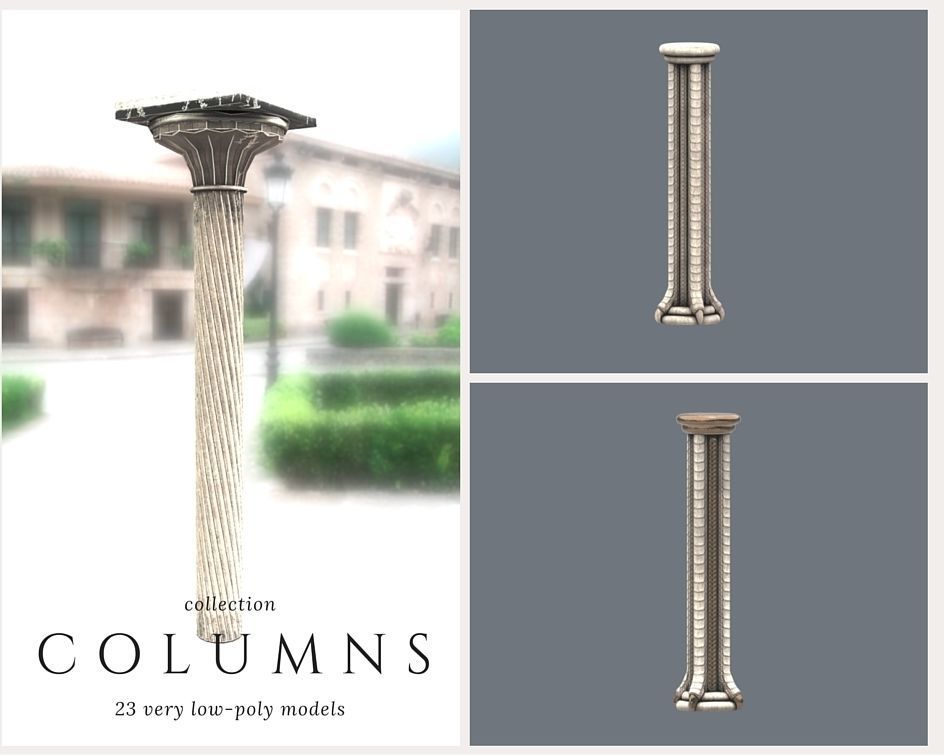 Columns Pack Low-poly 3D model_10