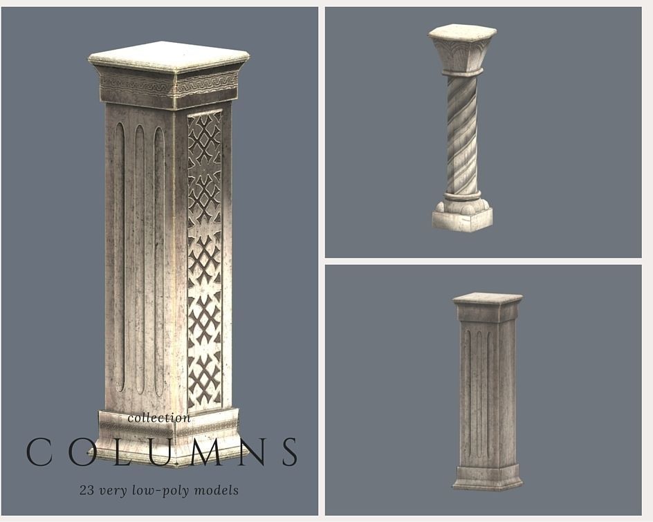Columns Pack Low-poly 3D model_2