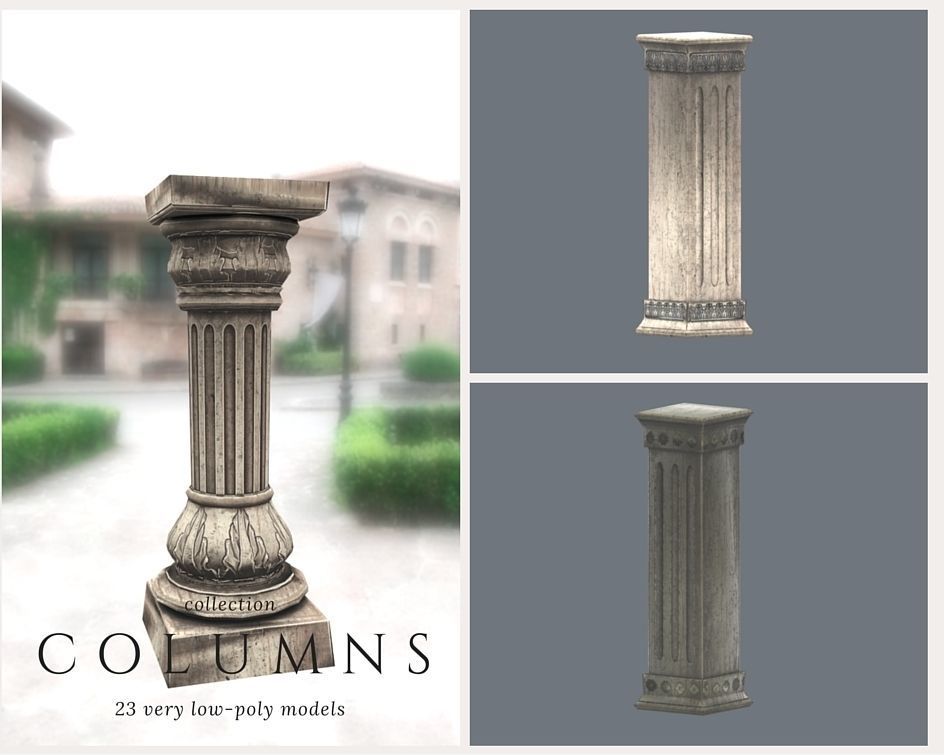 Columns Pack Low-poly 3D model_5