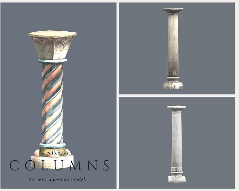 Columns Pack Low-poly 3D model_7