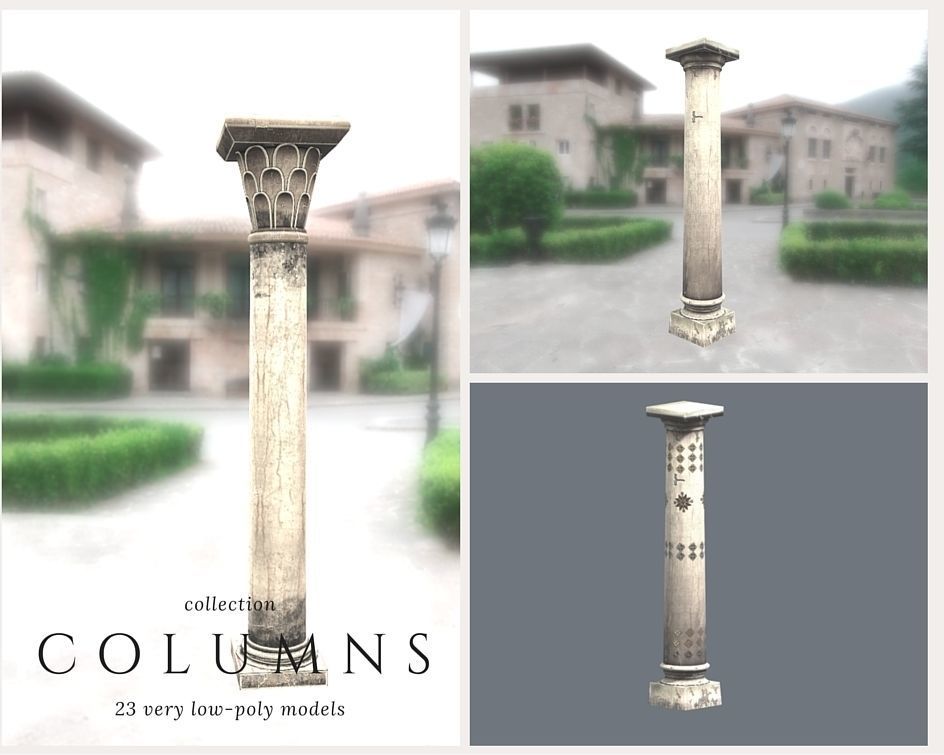 Columns Pack Low-poly 3D model_4
