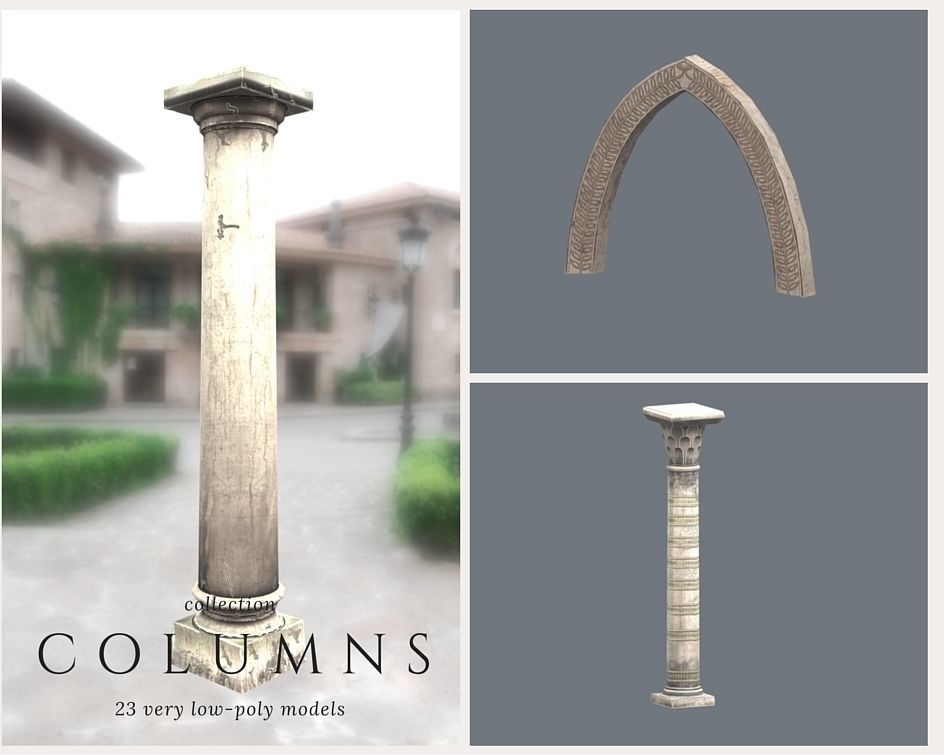 Columns Pack Low-poly 3D model_9