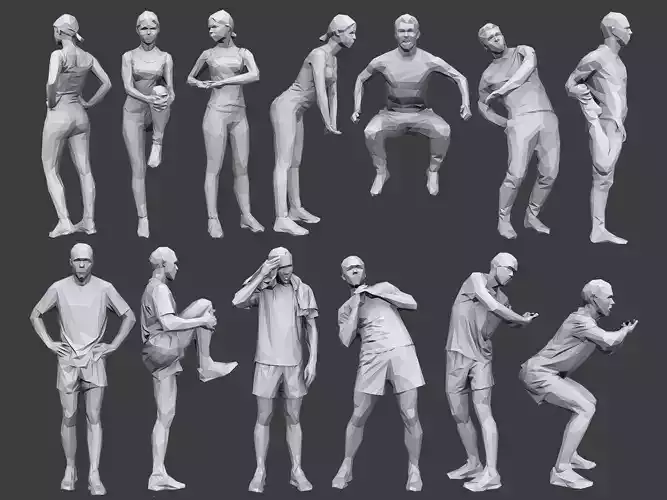 Lowpoly People Fitness Pack Low-poly 3D model