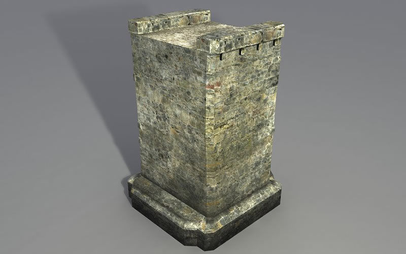 Bridges stone tower Low-poly 3D model_16