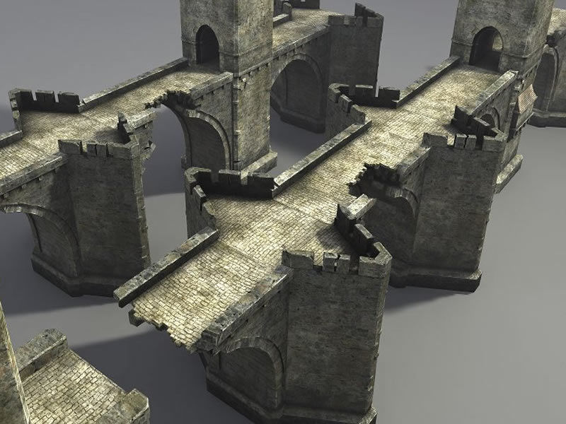 Bridges stone tower Low-poly 3D model_4