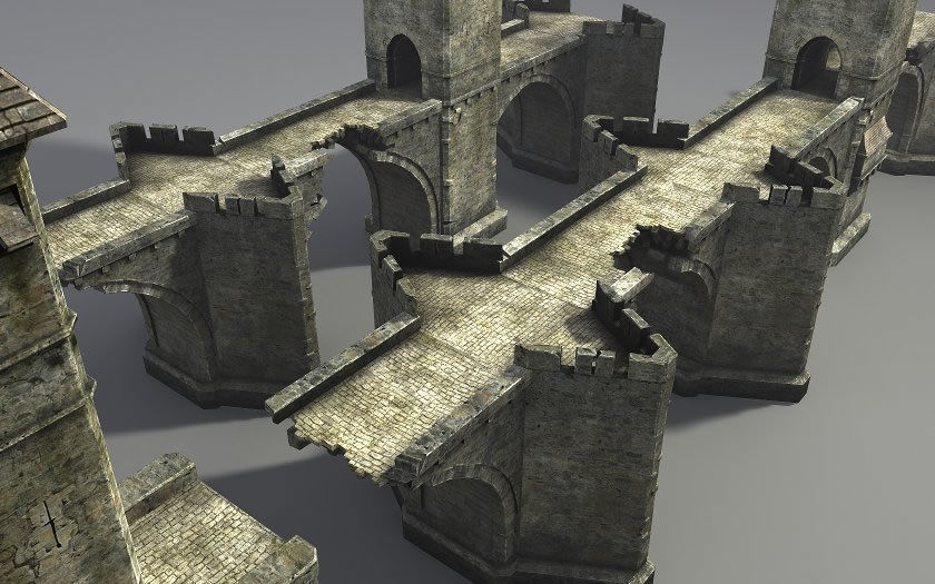 Bridges stone tower Low-poly 3D model_5