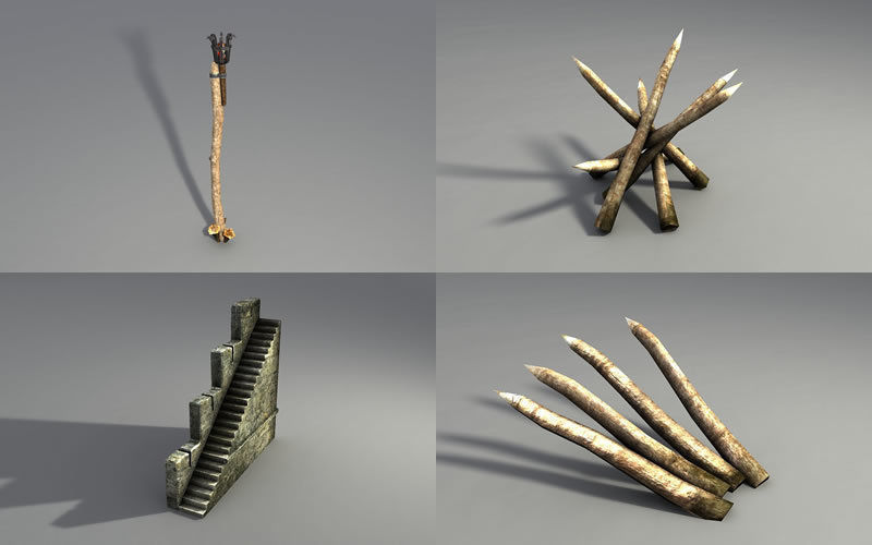 Bridges stone tower Low-poly 3D model_7