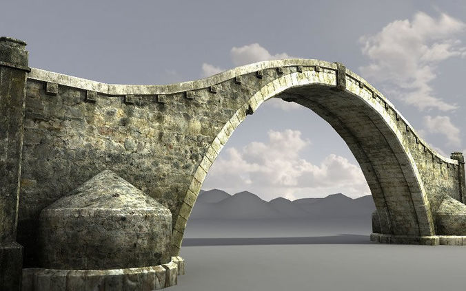 Bridges stone tower Low-poly 3D model