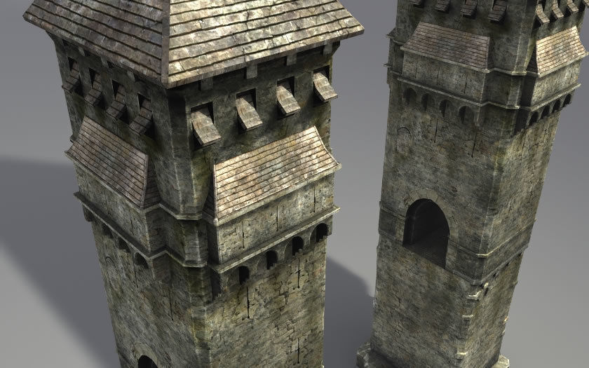 Bridges stone tower Low-poly 3D model_19