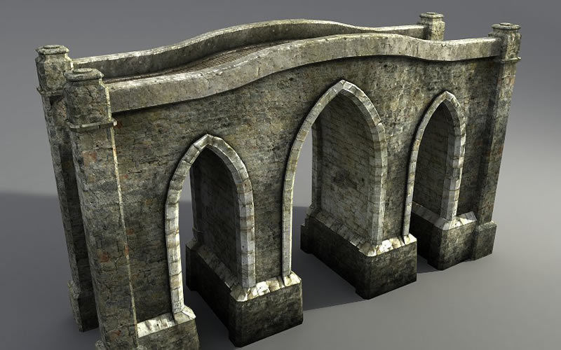 Bridges stone tower Low-poly 3D model_13