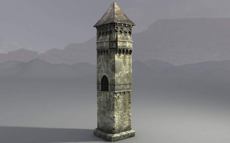 Bridges stone tower Low-poly 3D model_6