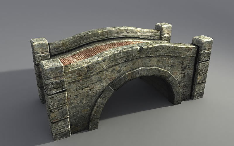 Bridges stone tower Low-poly 3D model_12