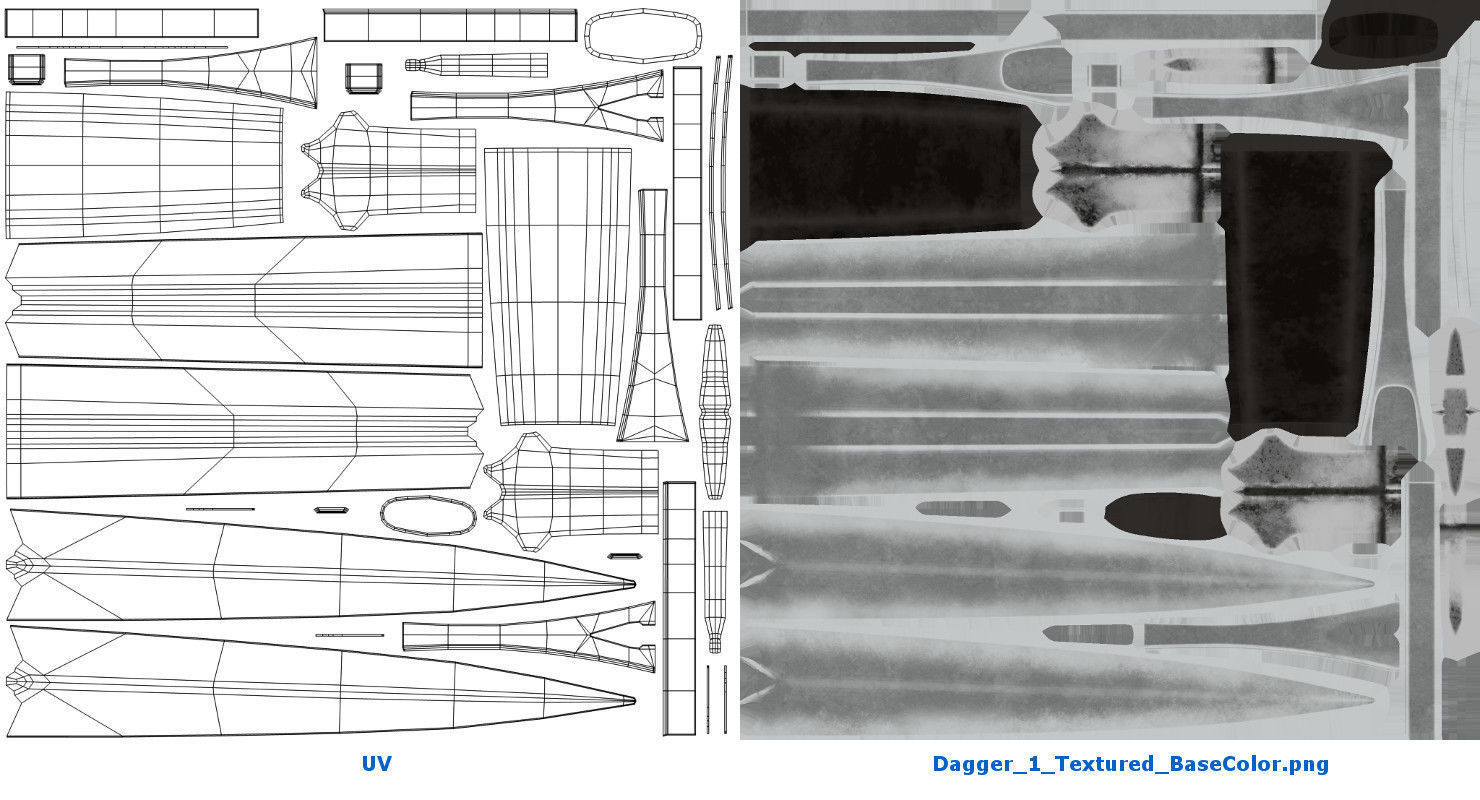 Dagger 1 Textured  3D model_7