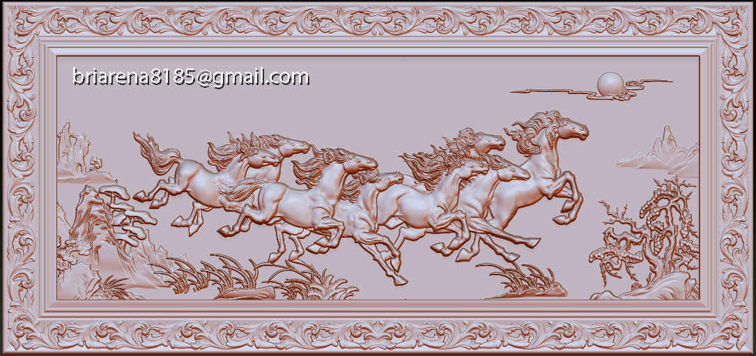 Mural Horse wood carving file stl OBJ and ZTL  for CNC 3D print model_8