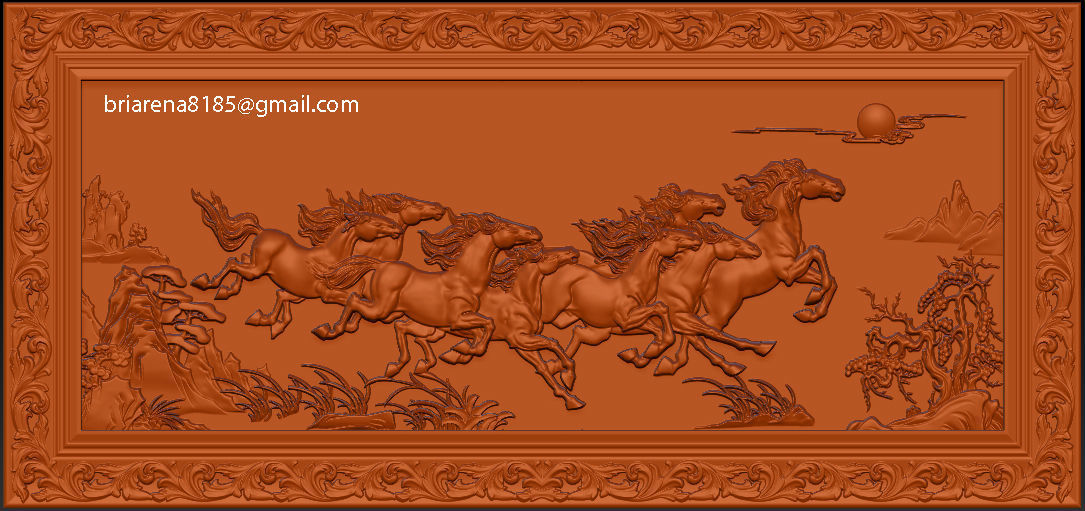 Mural Horse wood carving file stl OBJ and ZTL  for CNC 3D print model_5