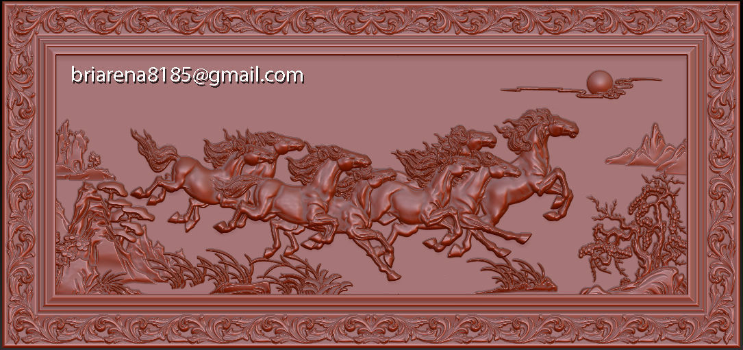 Mural Horse wood carving file stl OBJ and ZTL  for CNC 3D print model_7