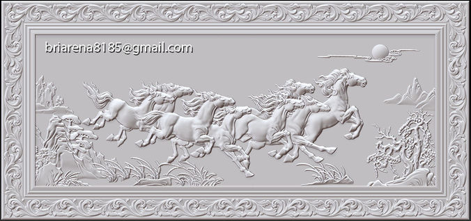Mural Horse wood carving file stl OBJ and ZTL  for CNC 3D print model