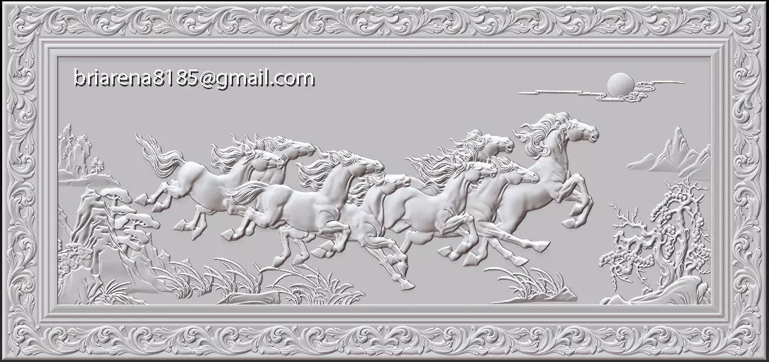 Mural Horse wood carving file stl OBJ and ZTL  for CNC 3D print model_0