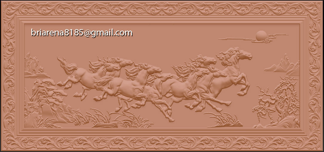 Mural Horse wood carving file stl OBJ and ZTL  for CNC 3D print model_6