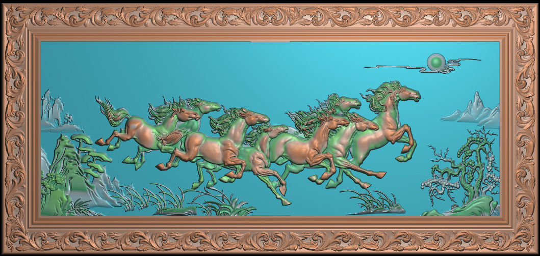 Mural Horse wood carving file stl OBJ and ZTL  for CNC 3D print model_3