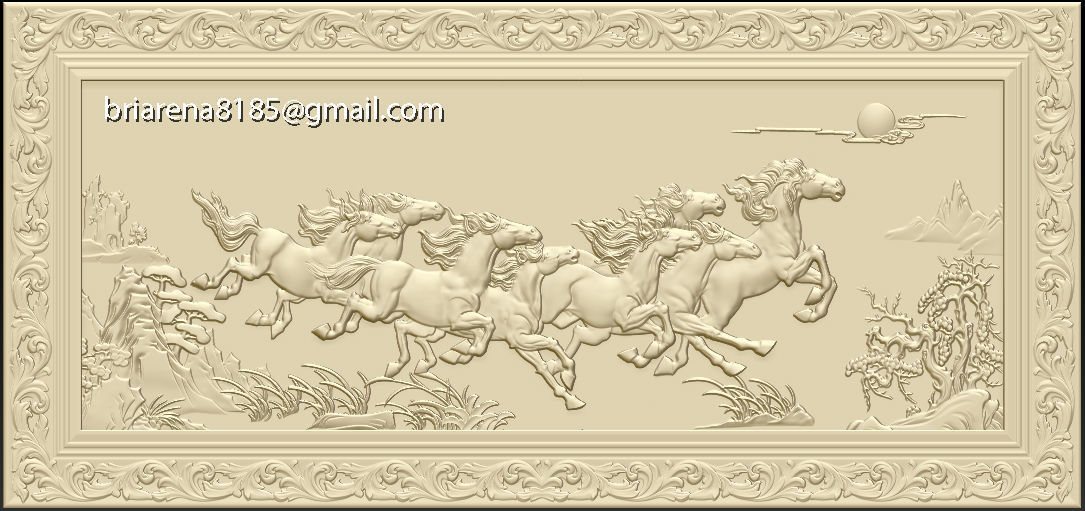 Mural Horse wood carving file stl OBJ and ZTL  for CNC 3D print model_4