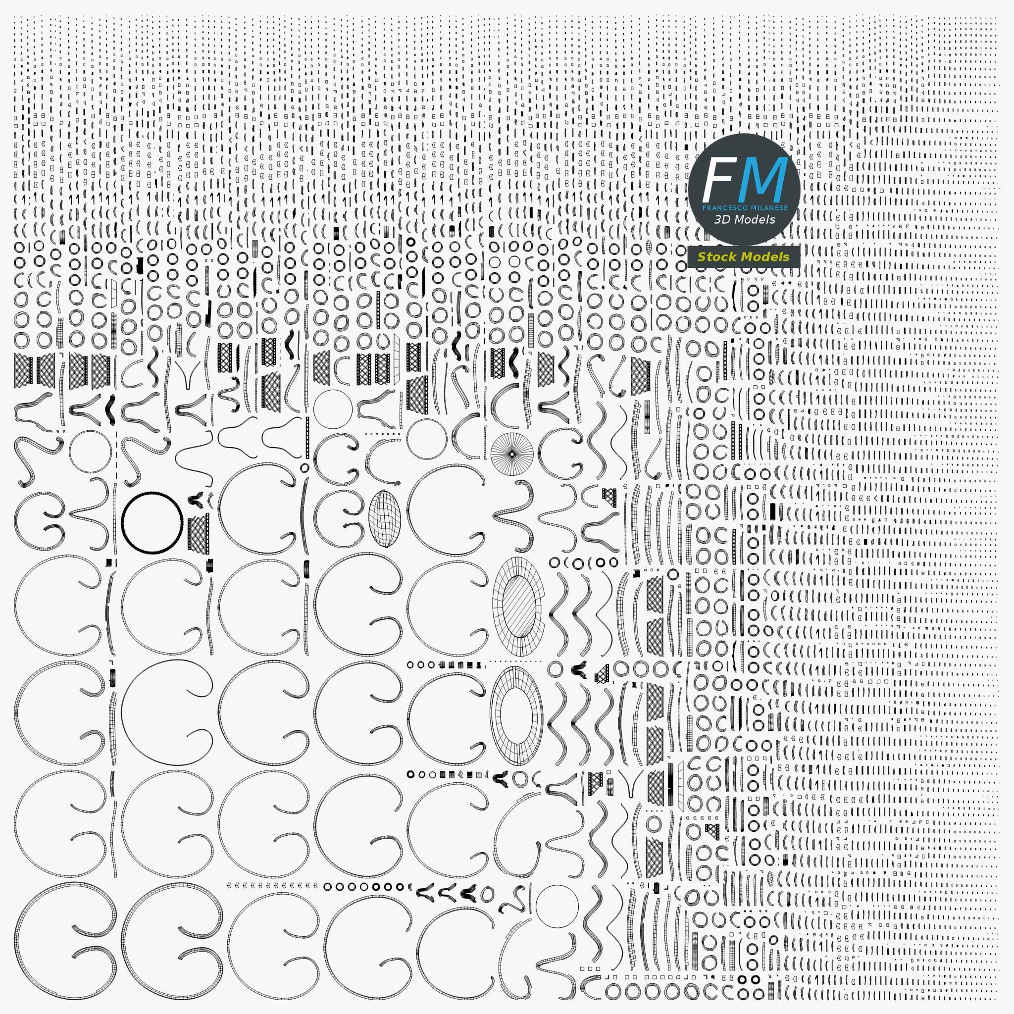 Cruet glass bottle with chain 3D model_12