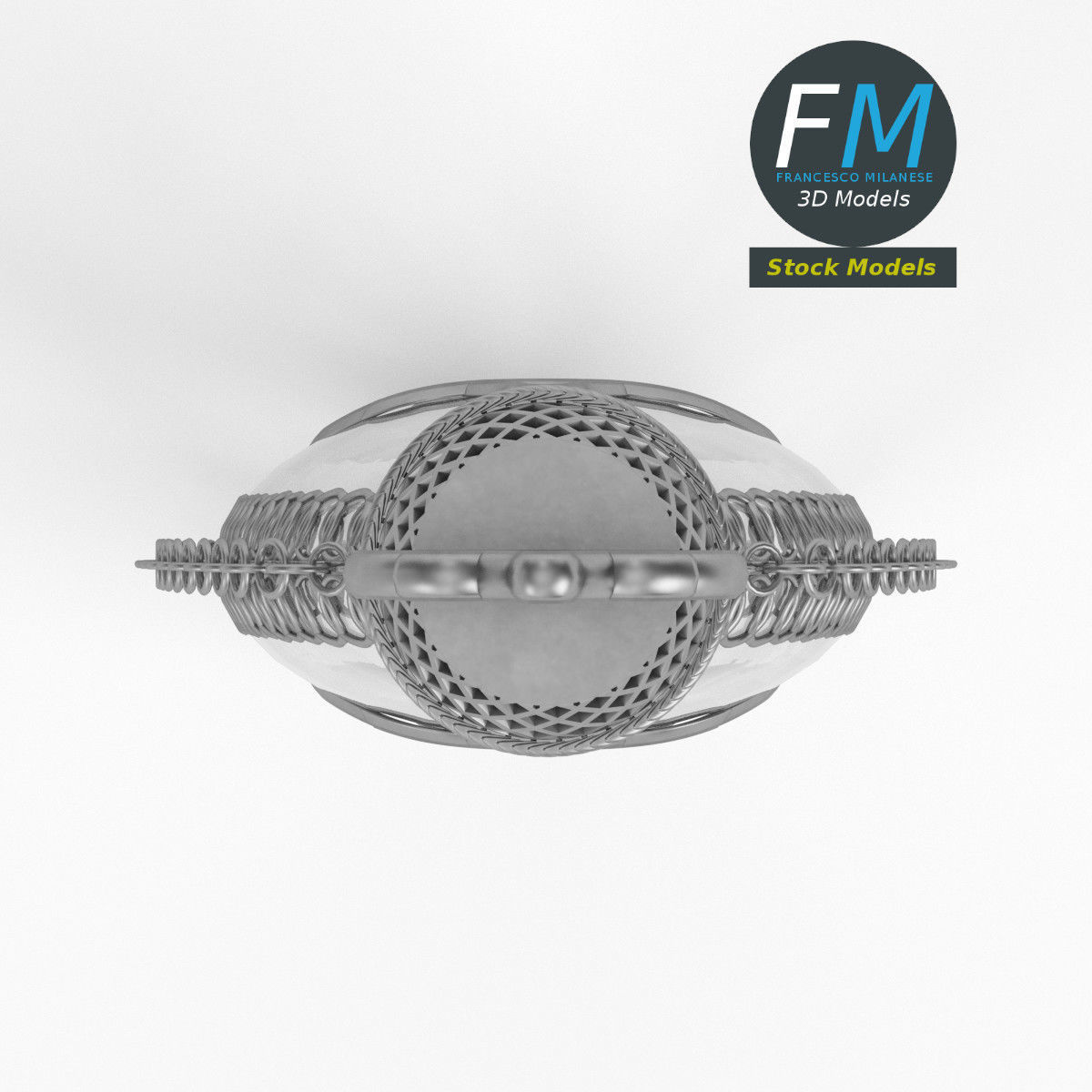 Cruet glass bottle with chain 3D model_6