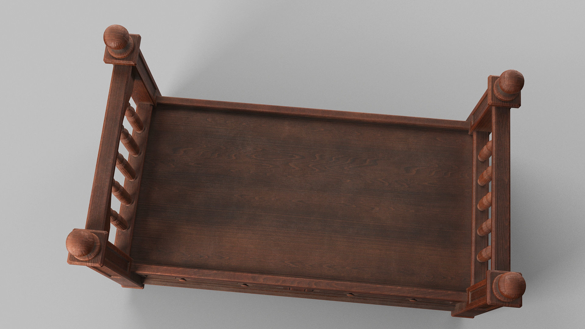 Vintage bed Low-poly 3D model_12