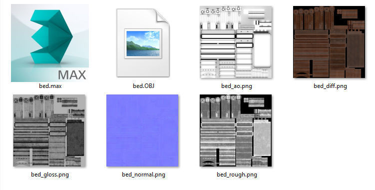 Vintage bed Low-poly 3D model_14