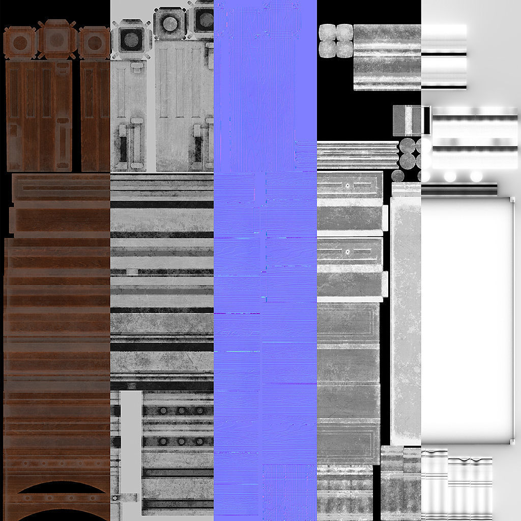 Vintage bed Low-poly 3D model_15