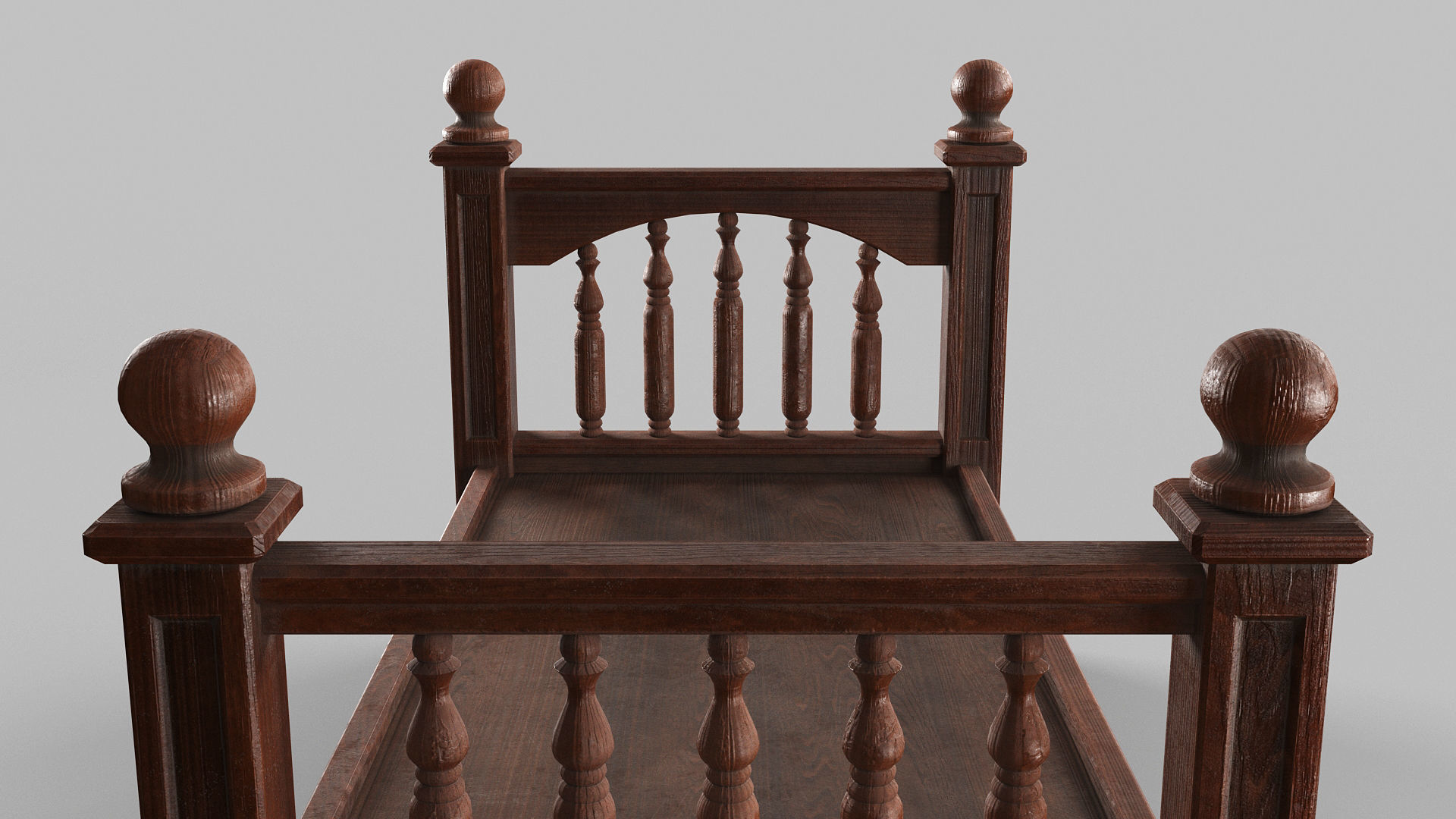 Vintage bed Low-poly 3D model_8