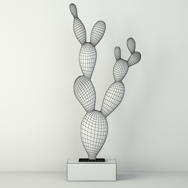 Metal Cactus Sculptures 3D model_2