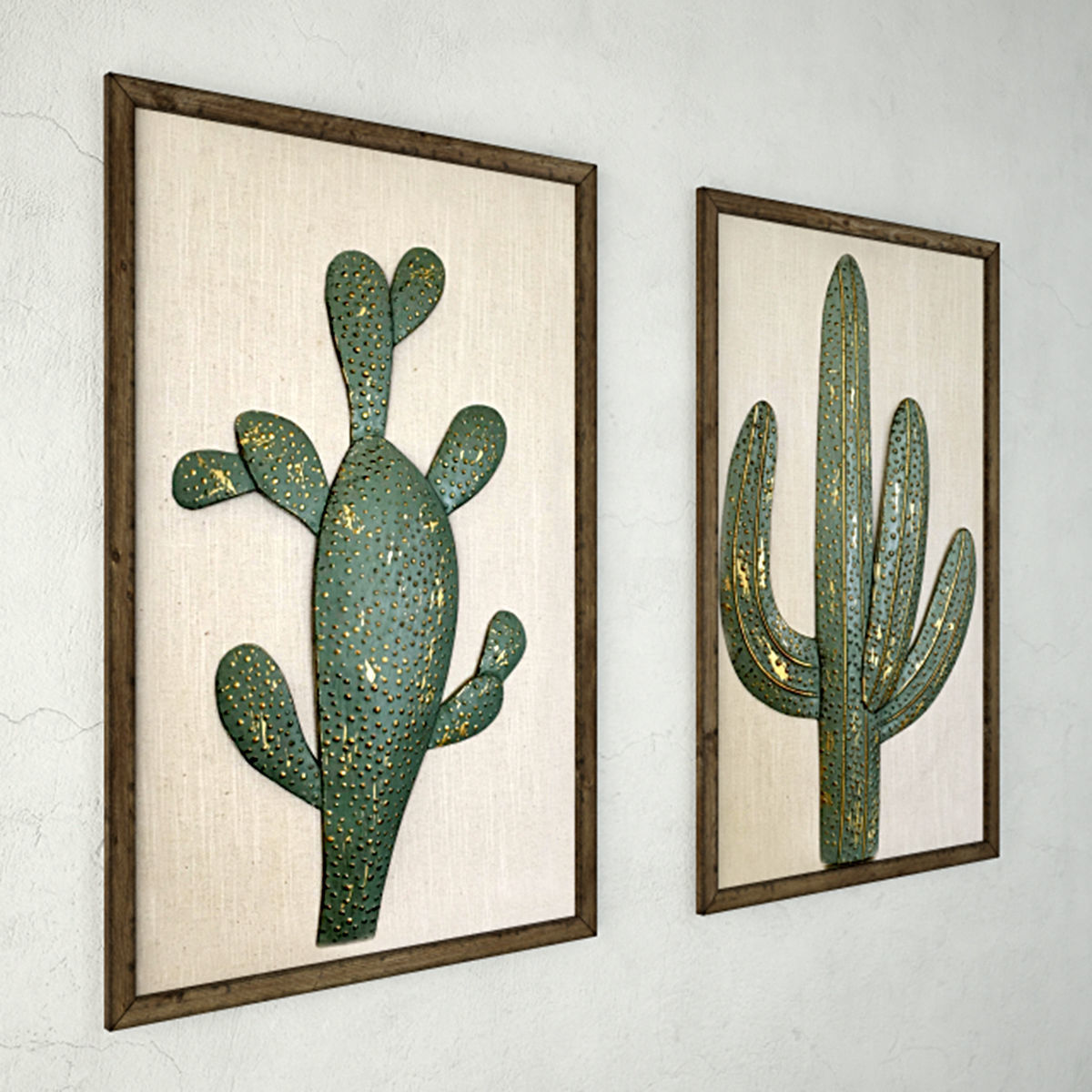 Metal Cactus Sculptures 3D model_3