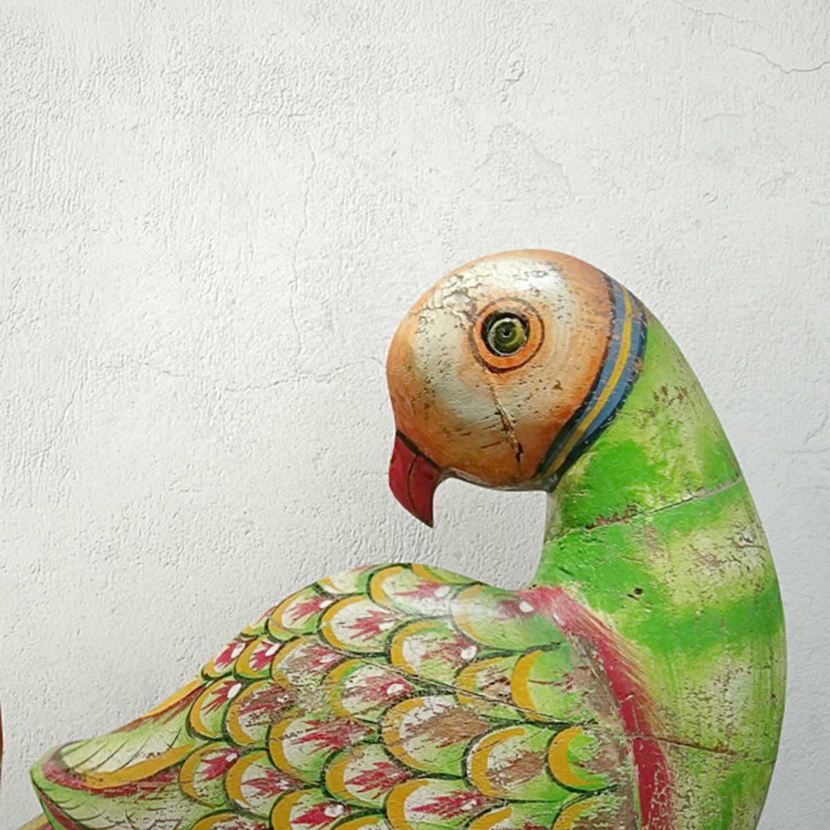 Rustic Carved Painted Parrots 3D model_4