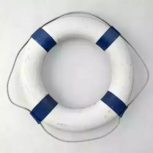 Vintage Nautical Navy Blue and White Life Preserver
