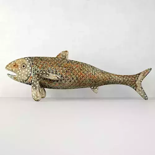Vintage Painted Wood Fish 1