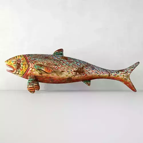 Vintage Painted Wood Fish 2