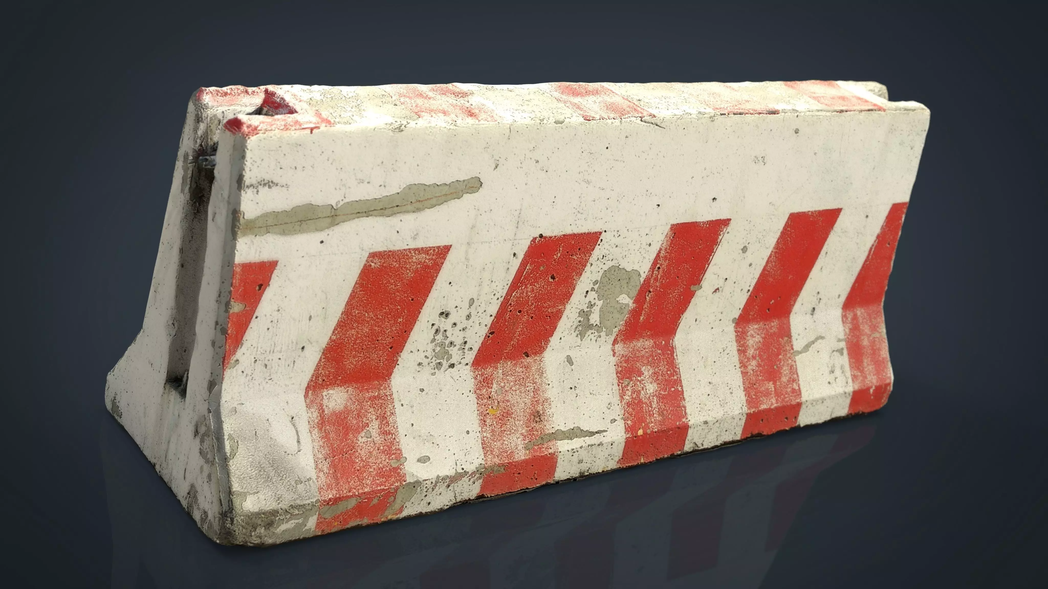 RoadBlock concrete barrier with stripes Low-poly 3D model