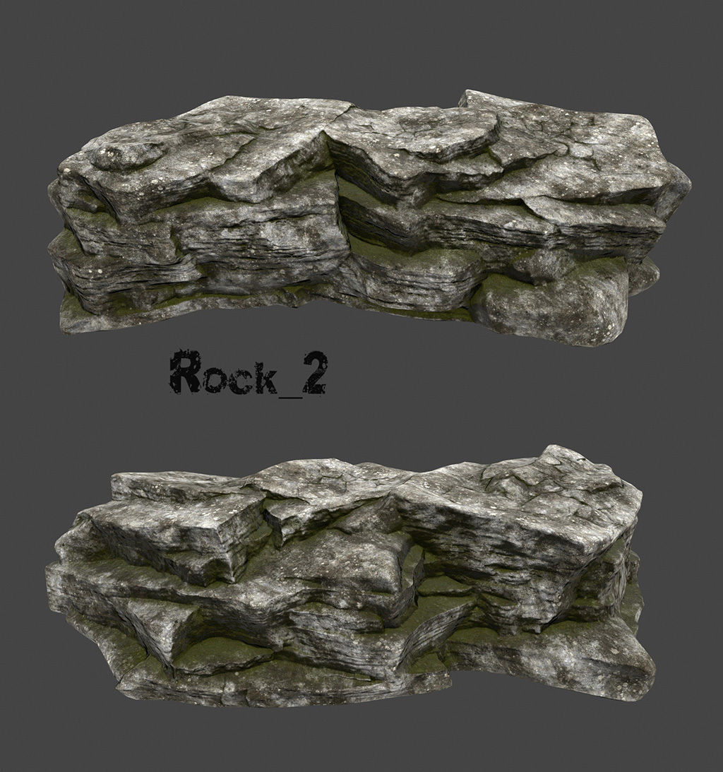 old forest rocks Low-poly 3D model_2
