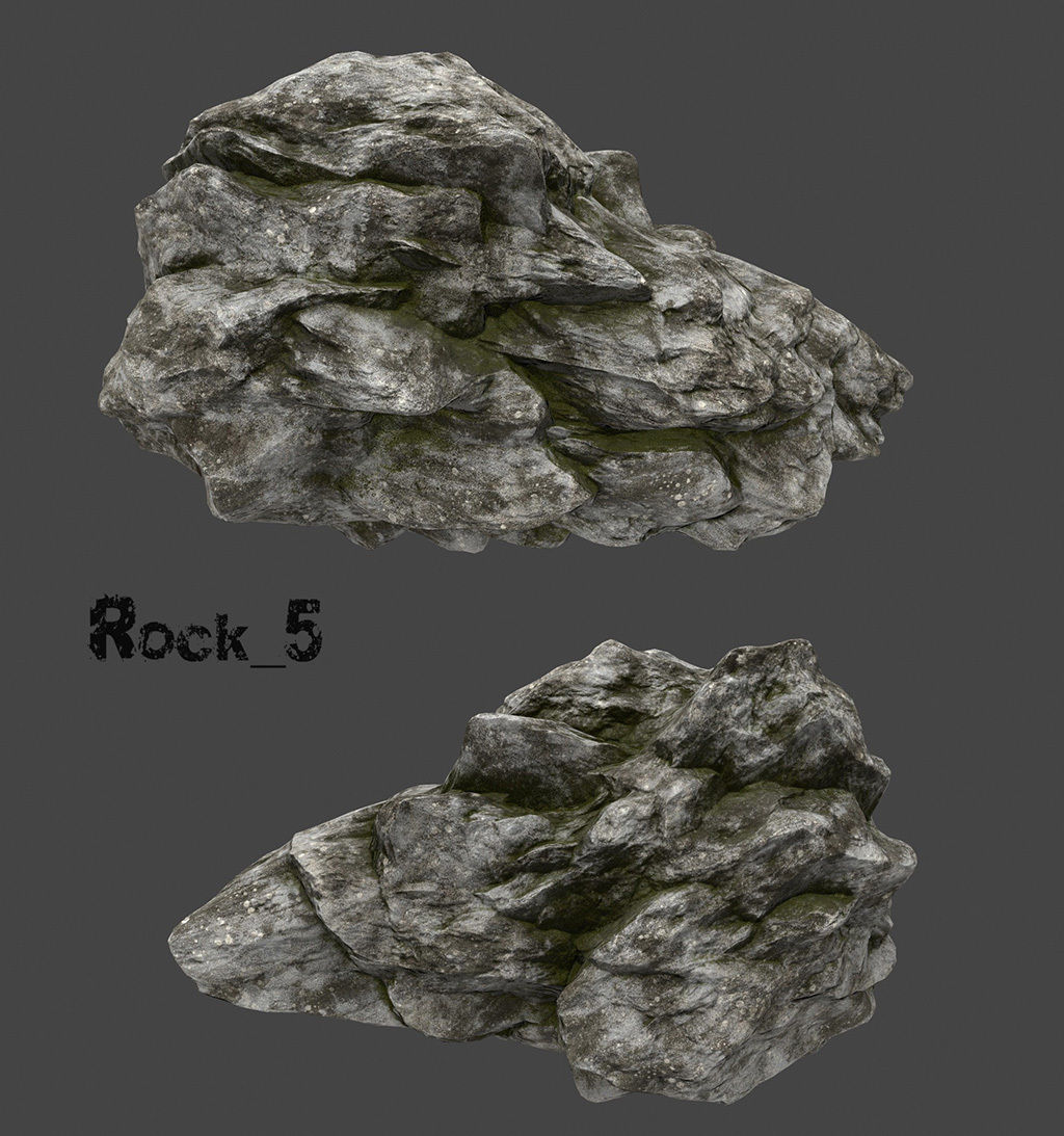 old forest rocks Low-poly 3D model_5