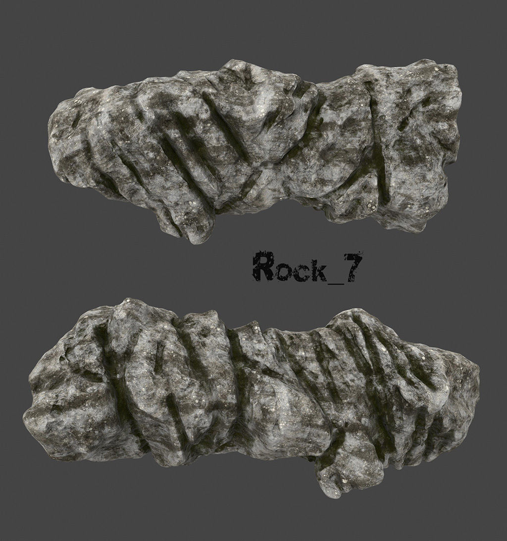 old forest rocks Low-poly 3D model_7