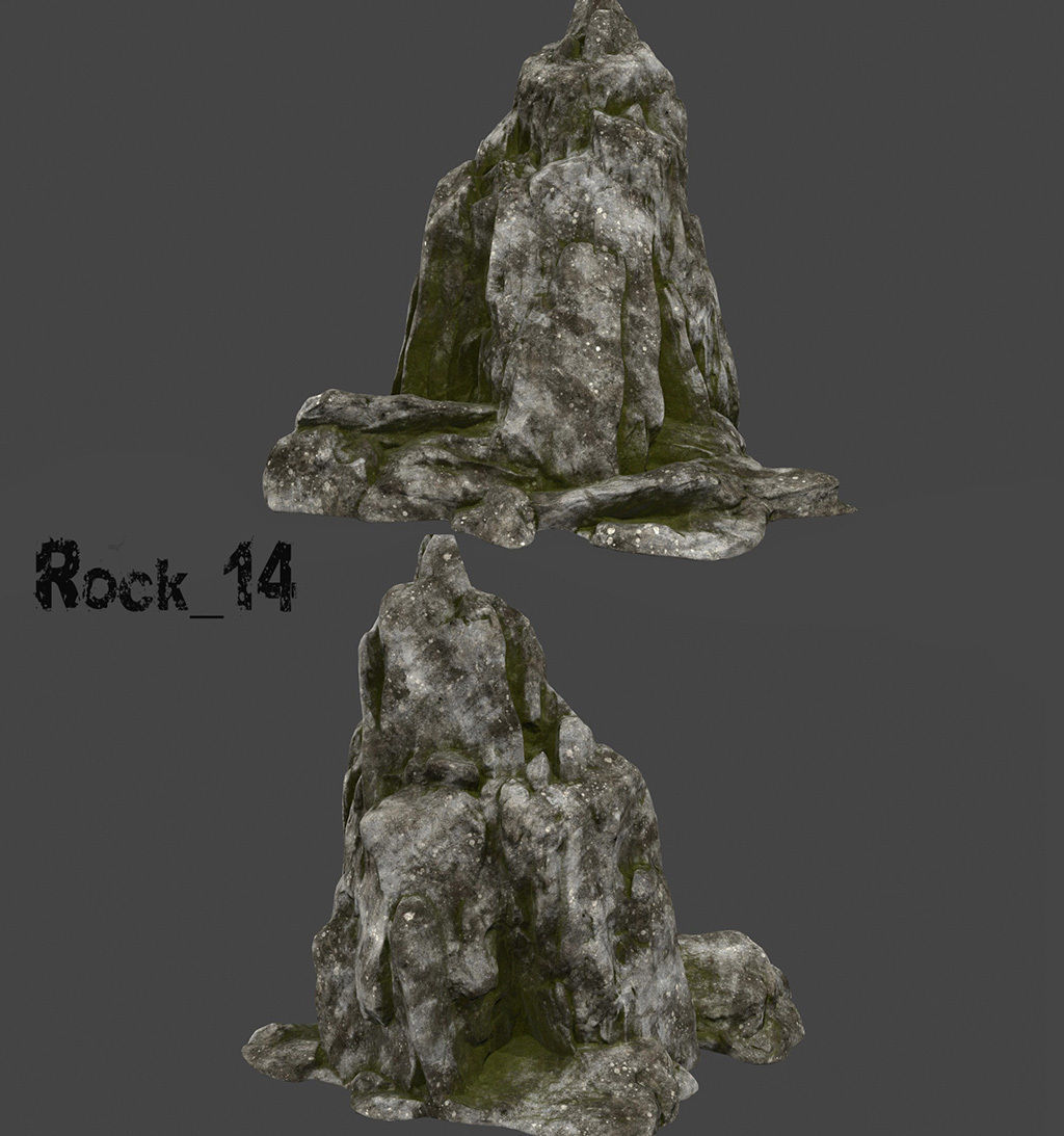 old forest rocks Low-poly 3D model_14